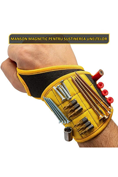 NEXTLY Magnetic Wristband with 9 Powerful Magnets and 4 Non-Metallic Tool Pockets