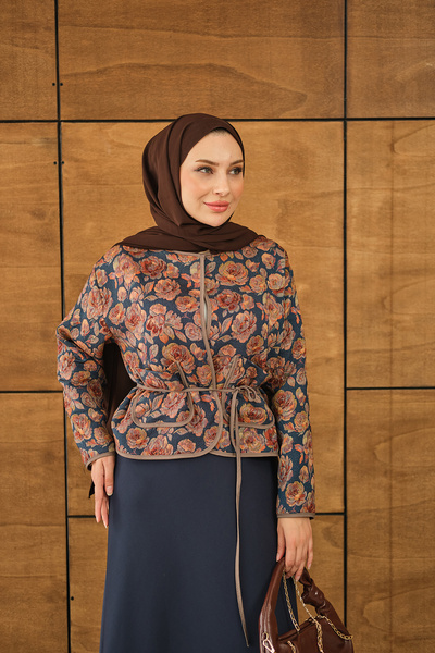 LOCCO Kadın Gül Desen Ceket Kiremit