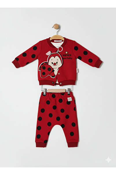 Selvira Red Ladybug Patterned 3-Piece Baby Set – Cotton