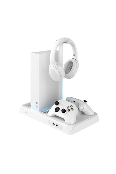 FIXED Xbox Stand FIXXB-MCS-BK, Series X/S Console Support, 2 Controller Charging, RGB LED, USB, White