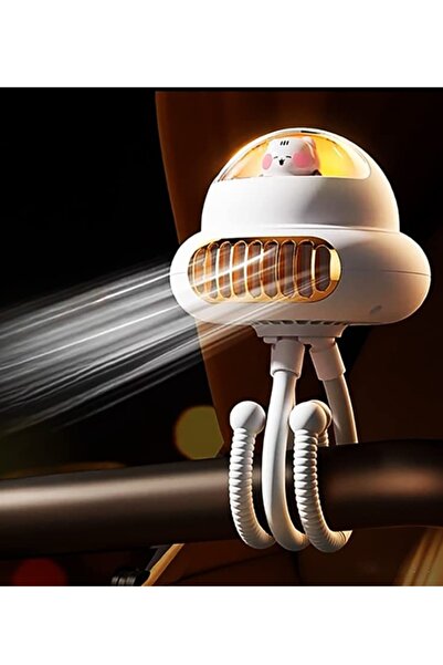 ET-LIFE Mini Portable Stroller Space Fan with 4 Speeds Rechargeable Rotatable Handheld Desk Cooling Fan