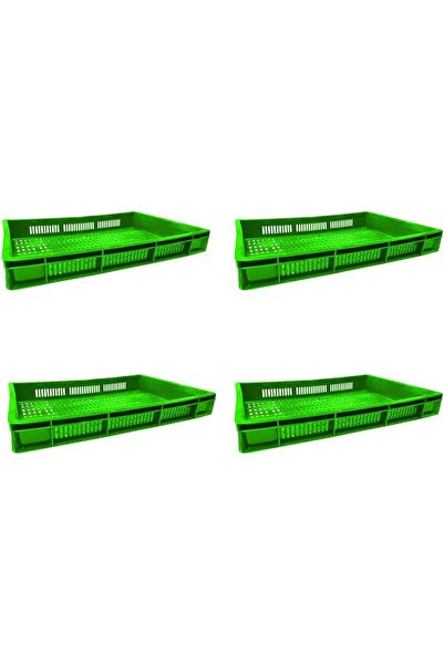 Ethic Solutions 4pcs Plastic Catering Ventilated Crate Box 600×400×80mm 19L Green