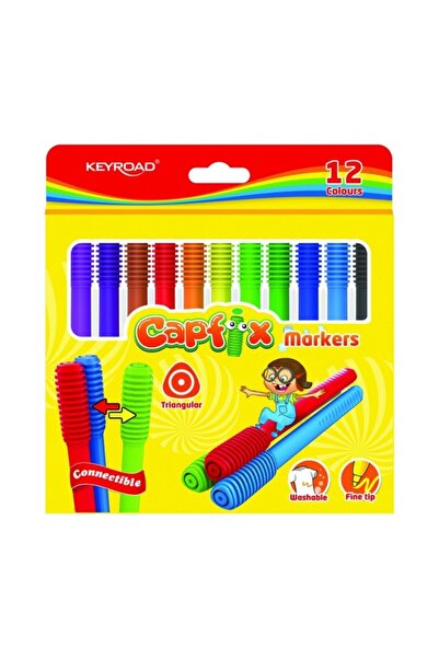 KEYROAD Markere Capfix Connectible KR971769, triunghiulare, 12 culori, bliste...