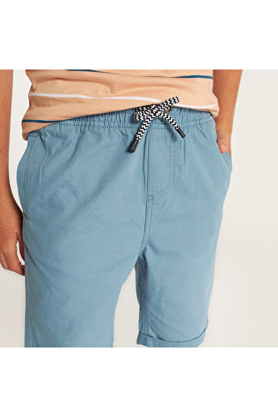 Juniors Solid Shorts with Drawstring Closure