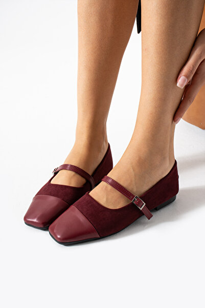 Samira Women's Suede Blunt Toe Buckle Ballerinas