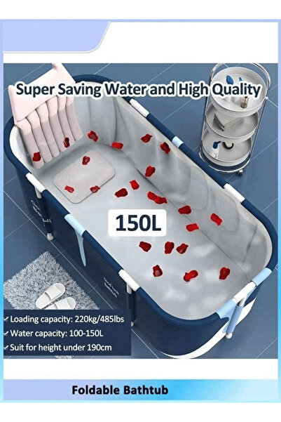 Generic Extra Large Foldable Bathtub Freestanding Soaking Bathing Tub