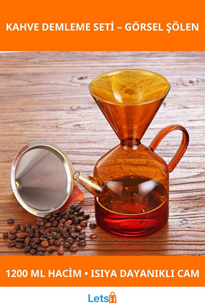 Letsii أداة تحضير القهوة الزجاجية ذات الطراز القديم سعة 1200 مل