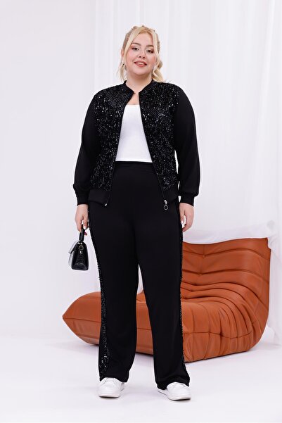 Siyezen Plus Size Sequin Embroidered Suit