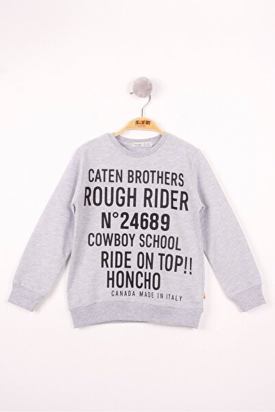 Toontoy Γκρι αγορίστικο φούτερ με στάμπα Relax Fit Crew Neck - 2 Κλωστές