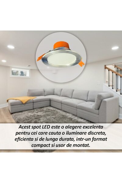 NEXTLY Elegant Recessed LED Ceiling Light, 3W, 3000K Warm, Energy Efficient, Silver Finish