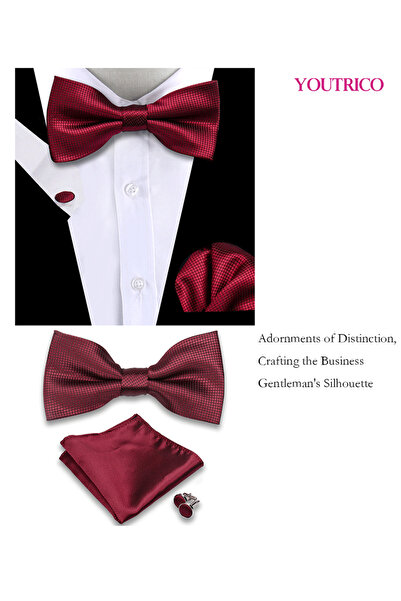 Youtrico طقم من 3 قطع من ربطات العنق والمنديل وأزرار الأكمام (صناعة يدوية) مناسب للحفلات والمناسبات والاحتفالات للرجال/النساء