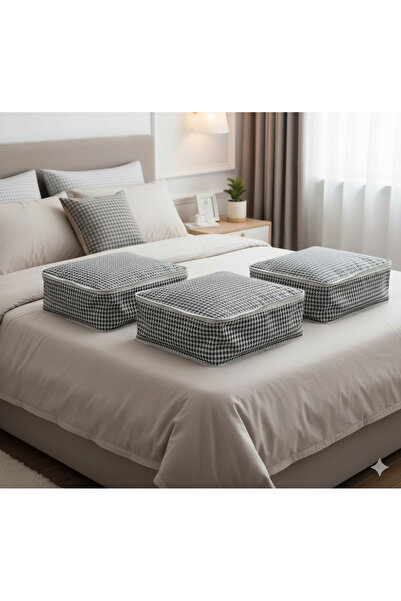 YELLOW STARY HOME DECOR حقيبة تخزين كبيرة من نوع كوزت بايت بثلاثة أقسام، مقاس 65×45×22 سم، حقيبة تخزين وتنظيم بسحاب