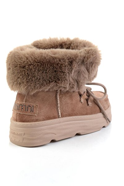 Bambi Vizon Hakiki Deri Kadın Bot & Bootie K02748100802