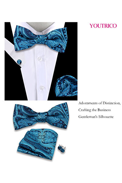 Youtrico طقم من 3 قطع من ربطات العنق والمنديل وأزرار الأكمام (صناعة يدوية) مناسب للحفلات والمناسبات والاحتفالات للرجال/النساء