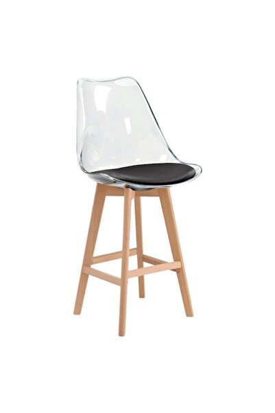 QMOBILI Scaun de bar TORI BAR TRS - Alb, Carcasă PP Transparentă, Șezut din p...