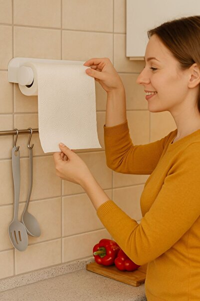 Febros Adjustable Self-Adhesive Paper Towel Holder Suitable for Any Size Paper Towel Paper Holder