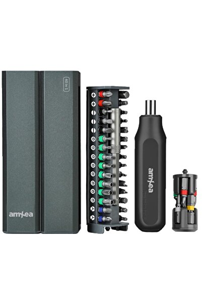 amXea KINT 3-40 Precision Screwdriver Set, Black, 38 S2 Steel Bits, Aluminum Case