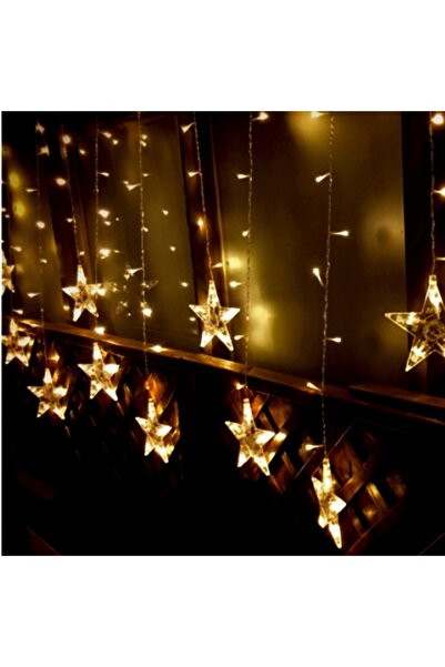 EMATTEIRO Instalație de Crăciun Tip Perdea 3.5 m, 12 Stele LED, Interconectabilă, Interior/Exterior, Alb Cald