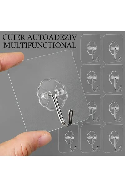 NEXTLY Set de cârlige adezive versatile, impermeabile, din oțel inoxidabil rotative la 180° pentru suprafețe multiple