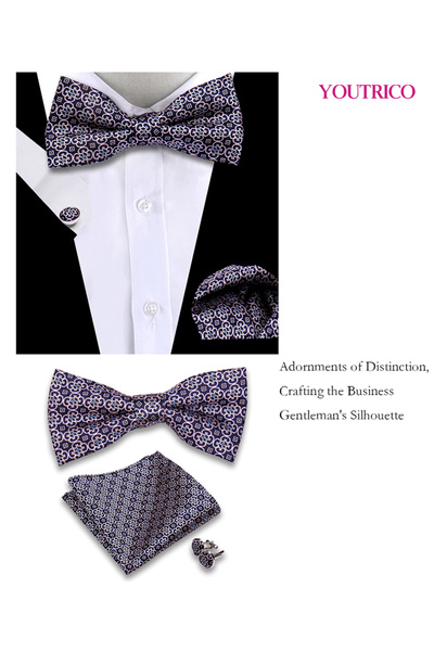 Youtrico طقم من 3 قطع من ربطات العنق والمنديل وأزرار الأكمام (صناعة يدوية) مناسب للحفلات والمناسبات والاحتفالات للرجال/النساء