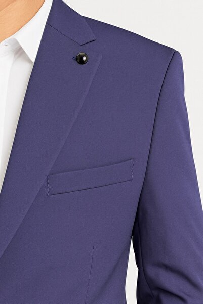 Plus Scorpion Men's Navy Blue One Button Slim Fit Piece Suit - Stylish Office and Formal Combination