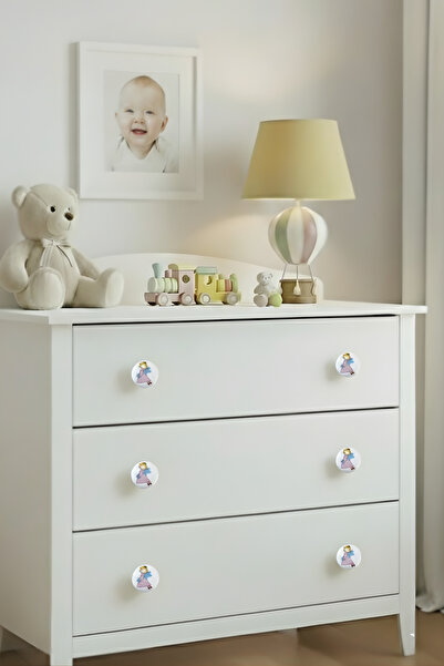 MegaVitrin Porcelain Fairy Patterned Children's Room Furniture Handle Ceramic Drawer Cabinet Knob (50 mm Large Size)