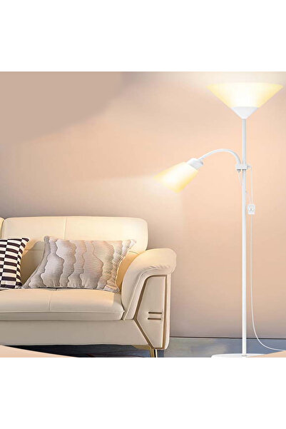 Sumkyle مصباح أرضي LED بإضاءة مزدوجة، مصباح أرضي عمودي مع ضوء قراءة قابل للتعديل