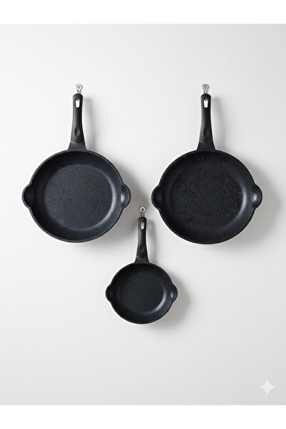 Cem Asur Cast Granite Silver Black 3-Piece Pan Set (20+24+28)