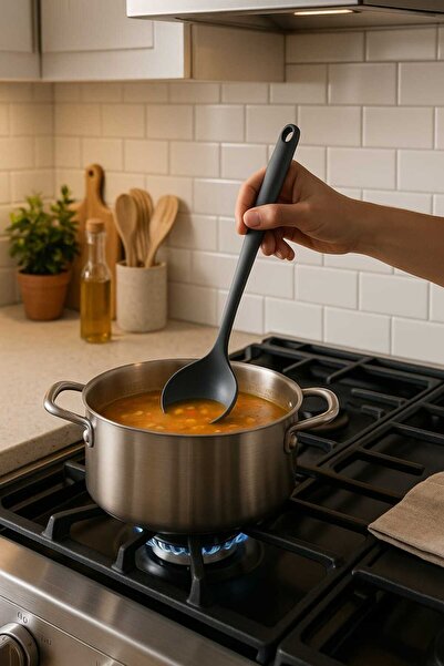 CKM silikon Heat Resistant Fireproof Non-Stick Silicone Ladle Gray