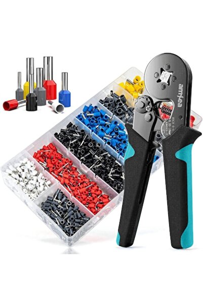 amXea Set clește de sertizare HSC8 6-4A, negru-turcoaz, 4 fălci pentru 0,25-1...