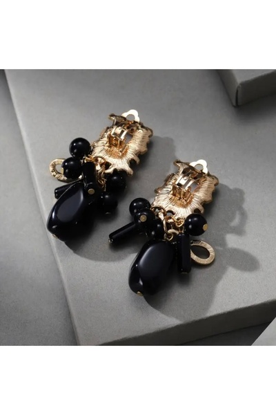 Accessories Hei Siyah Altın Sarısı Detaylı Sallantılı Günlük Kullanım Şık Kadın Küpe