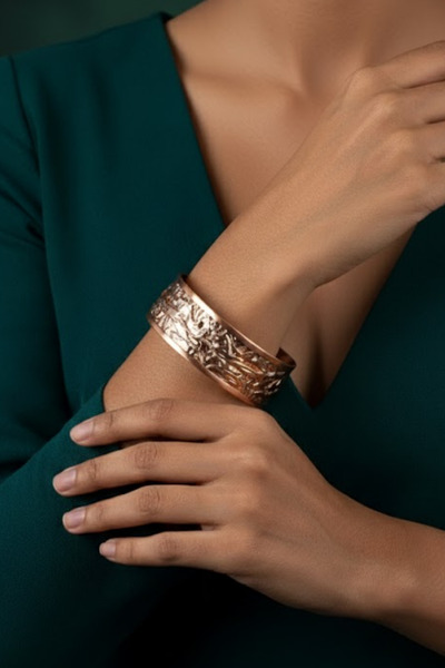 Otto Man Steel Jewelry Bej Sonbahar Işıltısı Kalın Model Kadın Saf Bakır Kele...