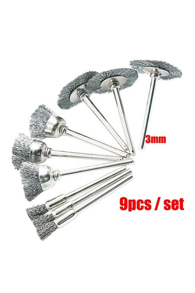 Choice 9 قطعة مجموعة فرشاة سلك عجلة سلكية أداة دوارة الفولاذ المقاوم للصدأ إز...