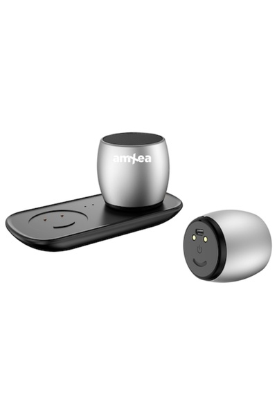 amXea F1 set of 2 portable speakers - Grey, charging station, Bluetooth, magnetic base