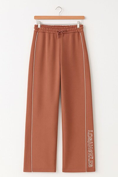 nazarbebe Girl's Los Angeles Printed Fleece-Lined Brown Sweatpants 20309