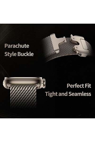 HYX Milanese Titanium Bracelet Compatible with Apple Watch Ultra/49/46/45/44/42mm, Parachute Clasp