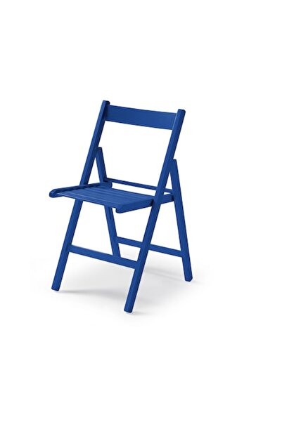 QMOBILI Scaun pliant Libro albastru, lemn de fag, vopsit