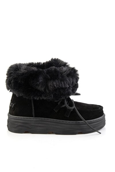 Bambi Siyah Hakiki Deri Kadın Bot & Bootie K02748100802