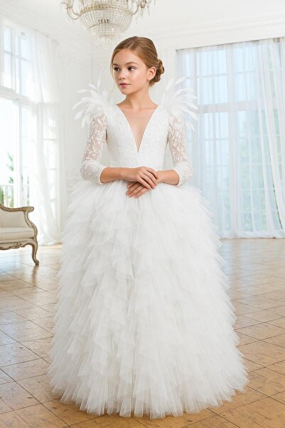 For Kids Baby Kız Çocuk Dantel Detaylı Tasarım Elbise