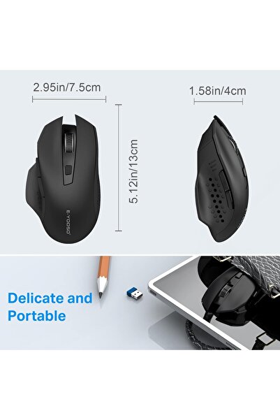 e-yooso Wireless Mouse X-26 — 5 DPI Levels up to 4800 DPI, 2KHz, 18-Month Battery, USB Nano Receiv