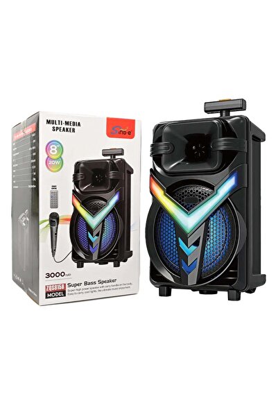 rut&cari Boxă Portabilă cu Subwoofer de 8 Inch, Bluetooth, 100W PMPO, Lumini LED RGB și Microfon