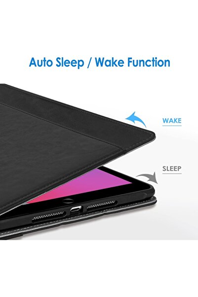 JETech iPad 10.2-inch Case (7/8/9 Gen) with Pencil Holder – Soft TPU Auto Sleep/Wake, Black