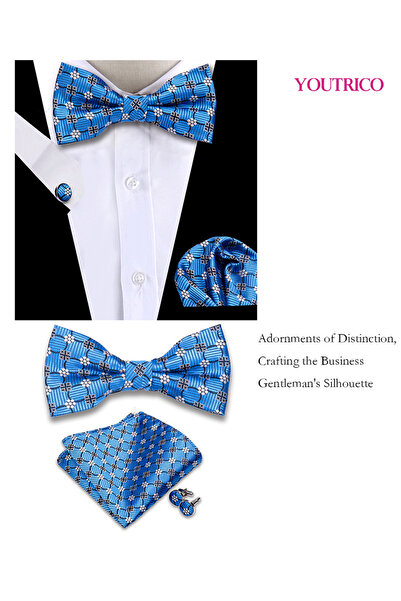 Youtrico طقم من 3 قطع من ربطات العنق والمنديل وأزرار الأكمام (صناعة يدوية) مناسب للحفلات والمناسبات والاحتفالات للرجال/النساء