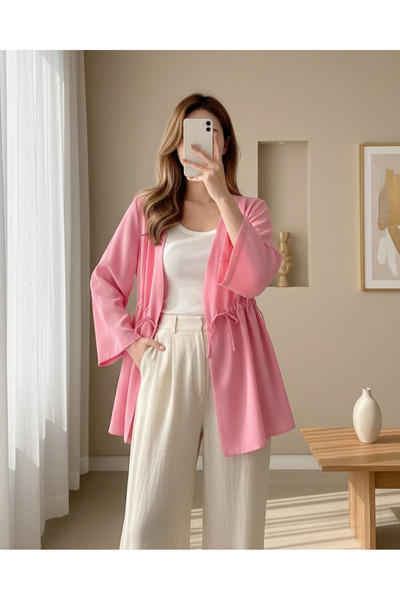 MissRunin Beli Tünel Bağcıklı Modal Kimono