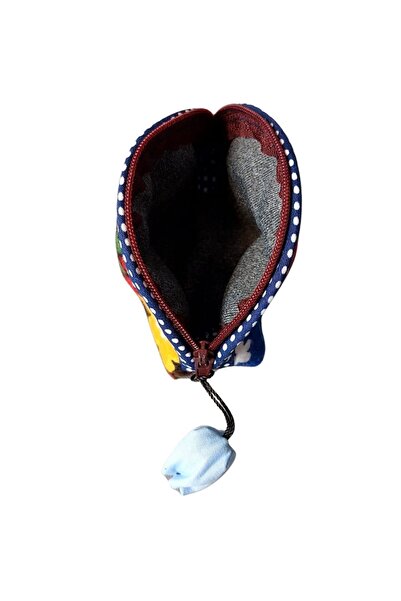 Uretti - Sibel 2453 6921 Handmade Flannel Fabric Blue Ornate Mini Wallet