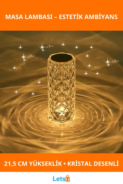 Letsii Kristal LED Kumandalı Dokunmatik Masa Lambası 21.5 cm