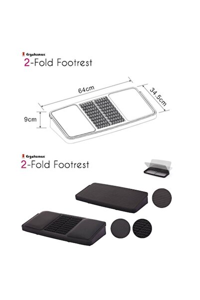 Ergohuman Suport ergonomic pentru picioare, pliabil în două etape - negru