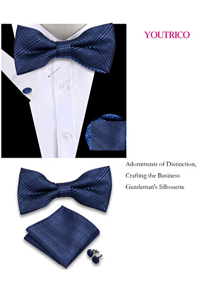 Youtrico طقم من 3 قطع من ربطات العنق والمنديل وأزرار الأكمام (صناعة يدوية) مناسب للحفلات والمناسبات والاحتفالات للرجال/النساء