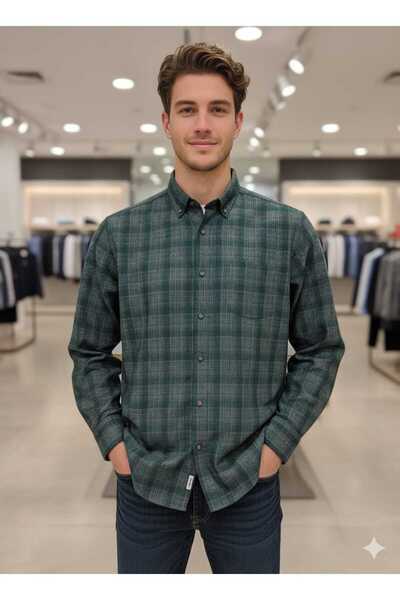 ARMA STİL Güncüoğlu Long Sleeve Pocketed 100% Wool Relaxed Fit Winter Men's Shirt