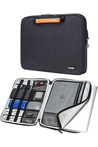 iCozzier جراب كمبيوتر محمول مقاس 13-13.3 بوصة - جلد صناعي أسود